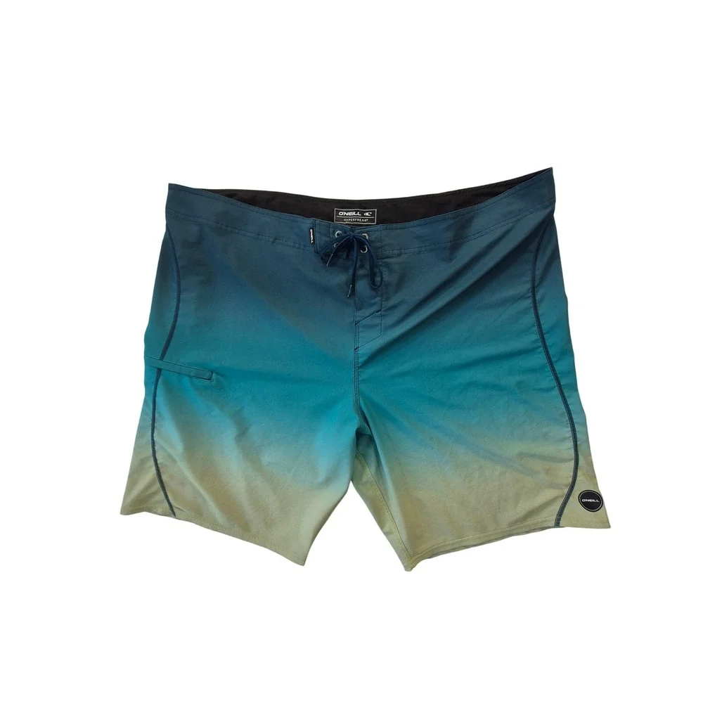 O'Neill Hyperfreak Ombre Board Shorts Stretch Teal Green Men's 44